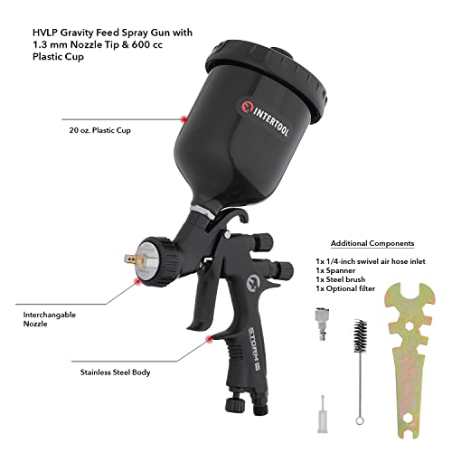 Intertool Hvlp 1.3 Mm Air Spray Gun And 3/8" X 25 Ft Hybrid Air Hose Set Pt08-0163-1781 #TOP1