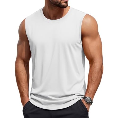 TACVASEN Tank Top for Men Moisture Wicking Cotton Sleeveless Shirts Muscle Gym Workout Causal Summer Tank Tops