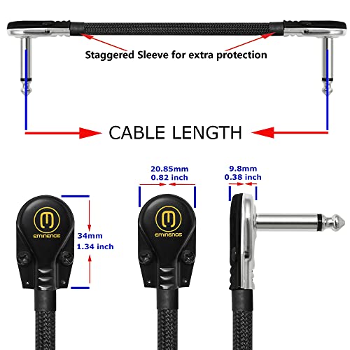 3 Units - 2 Foot - Audioblast Hq-1-Braid (Black)- Flexible - Dual Shielded (100%) - Instrument Effects Pedal Patch Cable W/ ¼ Inch (6.35Mm) Low-Profile, R/A Pancake Ts Plugs & Protective Boot #TOP4
