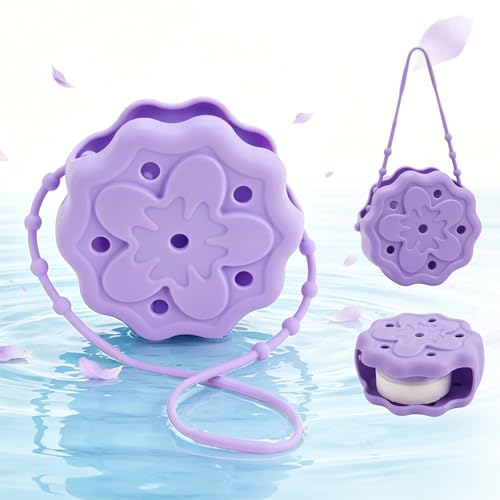 Cuxawamiyo Support pour Galets de Douche en Silicone avec Drainage et Sangle de Suspension pour Rangement de Salle de Bain Porte-Savon sans perçage Violet Accessoire de Douche