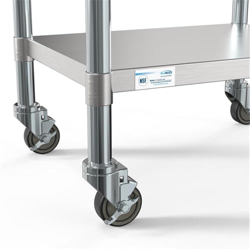 Image of KoolMore Commercial 24x30'' Stainless Steel Work Table with Wheels for Restaurant or Home Use, Under Storage Shelf Food, Tools, Equipment, & Hardware, Heavy Duty Metal Workspace (CT2430-18C), Silver