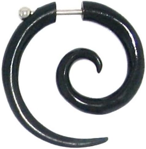 Orecchino Spirale Legno Nero - Tribal, Chic, Con Fermetta In Acciaio - Foto 9