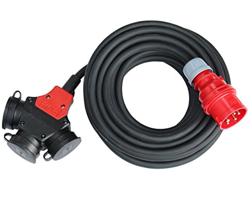 PCE CEE Adapter Stromverteiler 5m 5x2,5mm² H07RN-F 16A 400V - 3x230V Verteiler