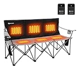ANTARCTICA GEAR Heated Double Camping Chair with 12V 15000mAh Battery Pack - Heavy-Duty XL Folding Bench for Outdoor, Campsites, Tailgating - Portable Heated Seating with Adjustable Warmth