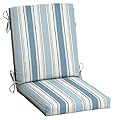 Arden Outdoor Dining Chair Cushion, 20 in x 20 in, Weather-Proof, Rain-Proof, Fade Resistant Patio Cushion for Patio, Dining, or Rocking Chairs 20 x 20, French Blue Linen Stripe