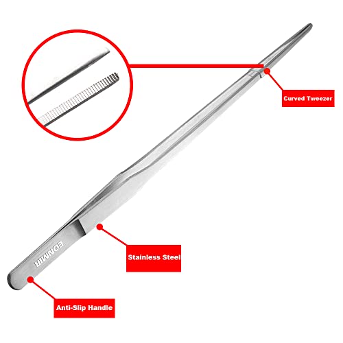 Eonmir Stainless Steel Feeding Tongs For Reptile Vivarium Plants Snake Lizards Spider Frog Gecko, Aquarium Long Tweezers - 2Pcs #TOP2