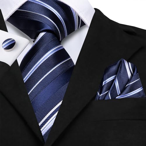 Image of Hi-Tie Men 63inches Tie Set Extra Long Necktie Paisley Tie Pocket Suqare Cufflinks Big and Tall Men Tie