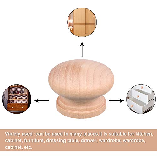 Jetec 36 Pieces Wooden Drawer Knobs Cabinet Wood Knobs Round Wood Unfinished Cabinet Furniture Drawer Wood Knobs For Cabinets And Drawers Pulls Handles Knobs With 36 Pieces Screws (1.38 Inch) #TOP4