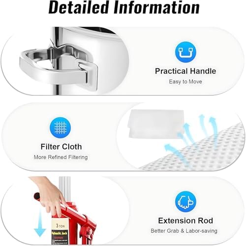 Stainless Steel Fruit Wine Press 22L - Manual Cider & Grape Press with Hydraulic System, Ideal for Honey, Vinasse, Oil Pomace, and Honeycomb Extraction