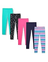Spotted Zebra Little Girls’ 5-Pack Leggings, Starburst, Small (6-7)