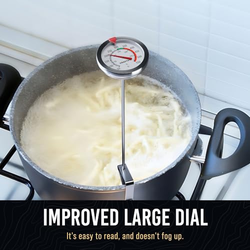 CRAFT911 Candy Thermometer with Pot Clip - Deep Fry Oil Thermometer for Frying - Cooking Thermometer for Frying Oil Candle Making Hot Oil Deep Fryer Thermometer 8" Side of Pot Thermometer