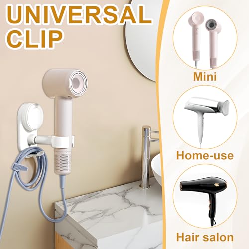 gexuamz Föhn Halterung Föhnhalterung, Fönhalterung 360 Grad Einstellbar, Fönhalter Ohne Bohren mit Abnehmbar Saugnapf, Freisprecheinrichtung Hair Dryer Holder Geeignet für die Meisten Haartrockner