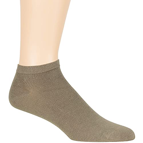 7Bigstars Kingdom Men Bamboo Ankle Sock - 6 Pack -Thin Breathable Soft Solid Seamless Low Cut- Sock Size 10-13 Shoe 9-12 L Khaki #TOP3