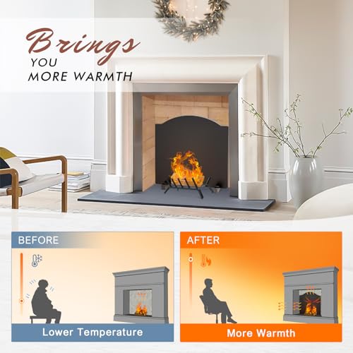 Zettfuly 19" Fireback for Fireplace - Iron Fireplace Back Plates with Feet | Fireplace Wall Protection, Black
