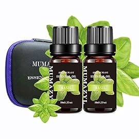 Basil Essential Oil, Basil Oil for Diffuser Humidifier Yoga Cleaning DIY Candle Soap Making Essential Oils 2 Pack x10ml