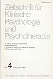  Zeitschrift für Klinische Psychologie und Psychotherapie. Heft 4. Jahrgang 30 (1982).