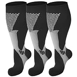 HYRIXDIRECT Wide Calf Compression Socks for Men Women 20-30 mmHg Knee High Large Support Stockings for Circulation