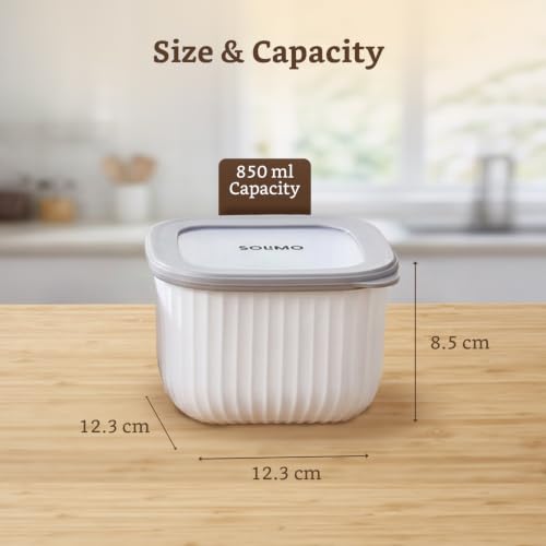 Image of Amazon Basic Plastic Elegant Square Storage Containers Food Grade Set of 8 (850ml Each) | Microwave, Freezer, Dishwasher & Refrigerator Safe, Stackable Kitchen Containers (Grey)