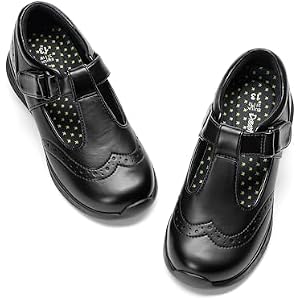 DREAM PAIRS Girls Mary Jane Flats School Uniform Dress Shoes T-Strap Lightweight Closed Toe Shoes 9 Toddler Black