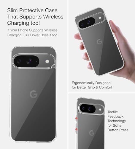 Image of Golden Sand for Google Pixel 9 5G Back Case - Ice Crystal Hybrid Shockproof Back Cover, Transparent PC Military Grade TPU, Crystal Clear