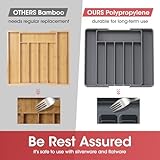 Aujen Cutlery Drawer Organiser - Expandable Kitchen Drawer Storage Organiser, Adjustable Cutlery Tray, Multipurpose Utensil Organisation for Forks, Knives, Grey, 34 x 4 x 26~50 cm - Image 4