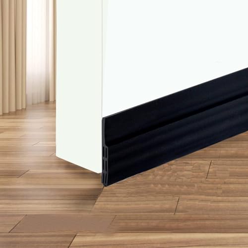 Image of Silicone Self-Adhesive Door and Window Shield Tape - Bottom Sealing Strip for Home Weather Stripping, Air Gap, Sound and Dust Proof Seal (Black)