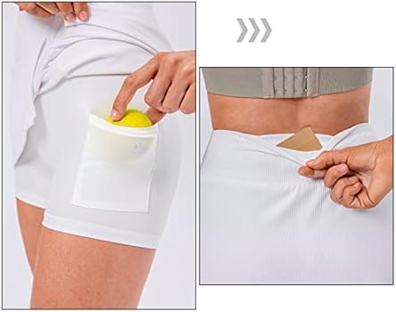 FEOYA Tennisrok voor dames, golfrok met binnenbroek, sportrok, hoge taille, plooirok, skort, broekrok, workout en hardlopen, zwart, L
