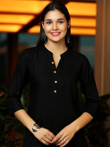 Image of Libas Womens Solid Viscose Straight Kurti for Women Suit