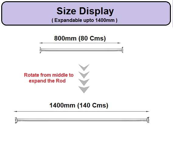 Image of SWAZE Drill-Free Adjustable Curtain Rod - Extendable rod for Curtains, Shower, Windows & Clothes Hanging | No Drill Shower Rod | Self Adjust Curtain Pipe, Steel Telescopic Stand (800mm-1400mm SS)