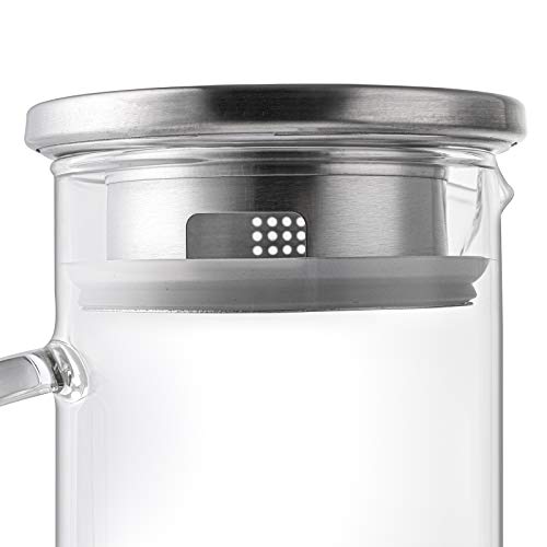 Hedume 50 Oz Glass Pitcher With Lid, 1.5 Liter Hot/Cold Water Jug, Carafe For Iced Tea, Wine, Coffee, Milk And Juice Beverage #TOP4