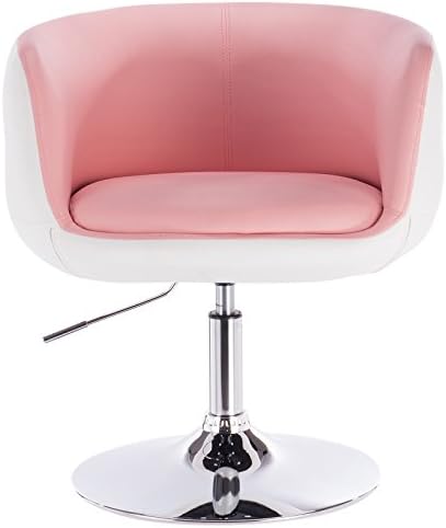 WOLTU Bar Stool Rosa+White Bar Chair Breakfast Dining Stool for Kitchen Dressing Stool Counter Stool with Back & Arms Leatherette Exterior/Adjustable Swivel Gas Lift/Steel Base