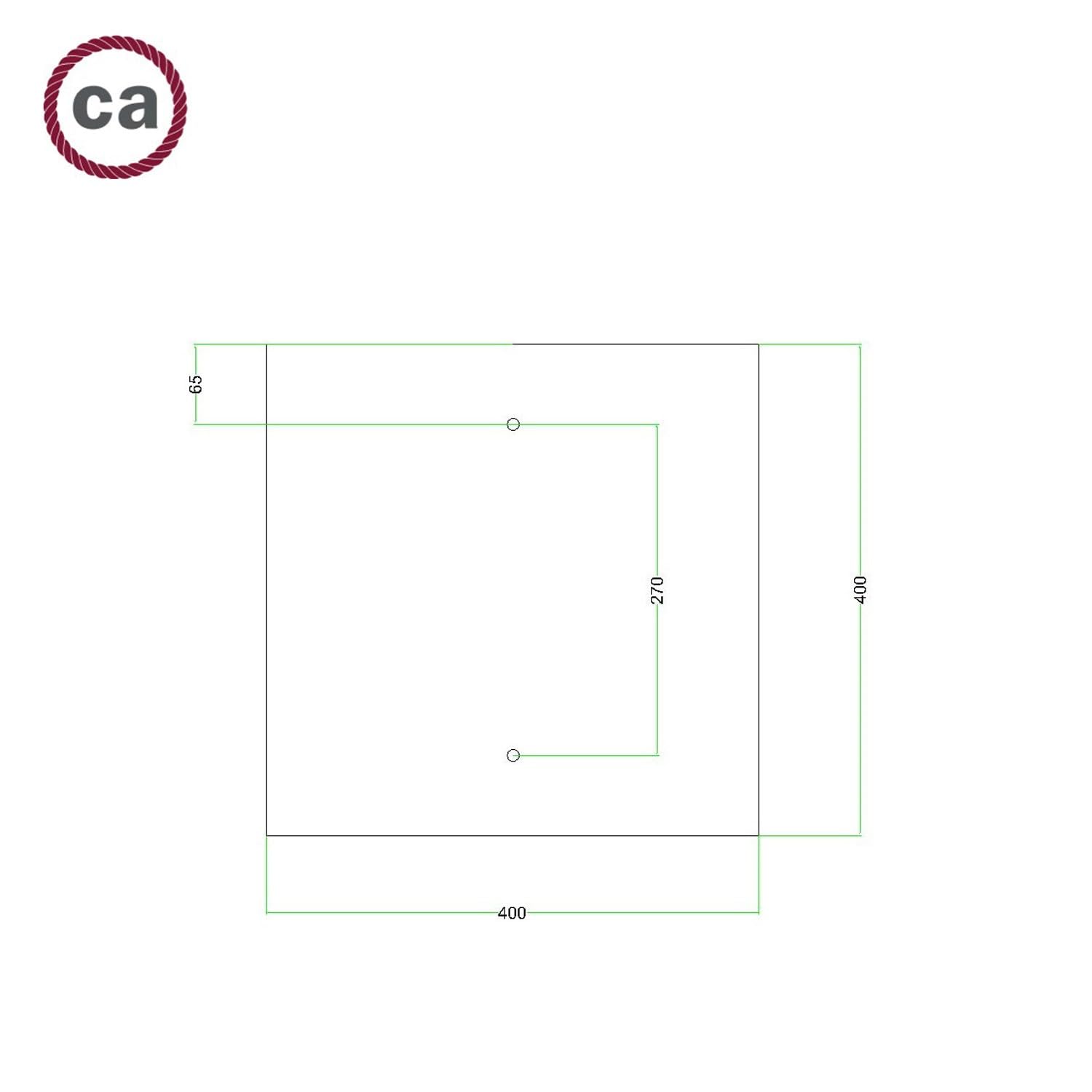 creative cables Rosone lampadario soffitto Rosone XXL Rose-One quadrato – (Lato 400 mm, 2 fori centrali, 4 fori laterali) – Sistema brevettato Personalizza il tuo design