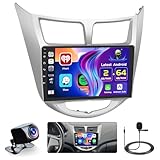 [2G+64G] Android 15 Car Stereo for Hyundai Verna Accent Solaris 2010-2016 Wireless Apple Carplay Android Auto, 9 inch Touch Screen Radio DSP 5G WiFi Bluetooth GPS FM RDS +Free AHD Backup Cam