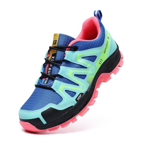 YHSGW Waterproof Hiking Shoes Women Casual Lace-Up Non-Slip Lightweight Comfortable Running Tennis Fashion Sneakers for Women Walking Trekking Outdoor Shoes Blue Green