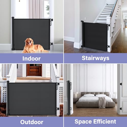 Retractable Baby Gates Extra Wide, PRObebi Retractable Dog Gate for The House Extends to 54\" Wide 34\" Tall, Gates for Baby Indoor, Stair Gate for Outdoor, Staris, Hallways, Doorways, Deck, Porch - Thumbnail 6
