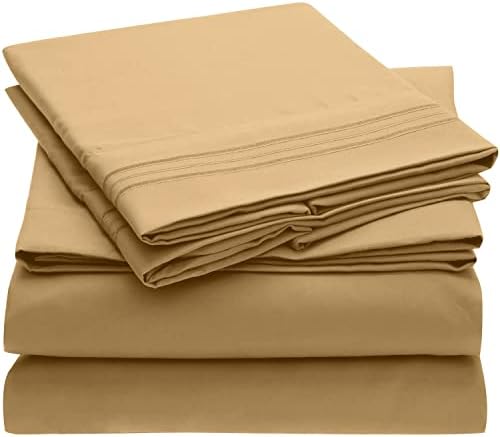 Mellanni Queen Sheet Set - Hotel Luxury 1800 Bedding Sheets & Pillowcases - Extra Soft Cooling Bed Sheets - Deep Pocket up to 16 inch Mattress - Wrinkle, Fade, Stain Resistant - 4 Piece (Queen, White)
