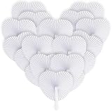 Papierfächer Hochzeitsfächer Weiß Herzform Handfächer, Hochzeit Feier, Kirchentischkarten, Geburtstag Party 48 Stück.