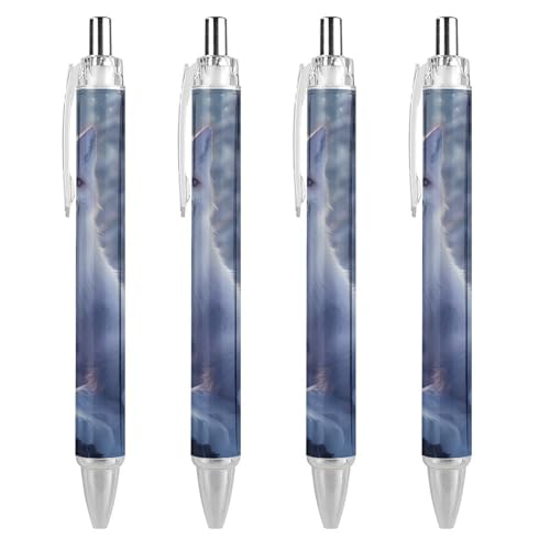 Bolígrafos de tinta azul retráctiles Wildlife Fox, set portátil para el hogar, 4 unidades