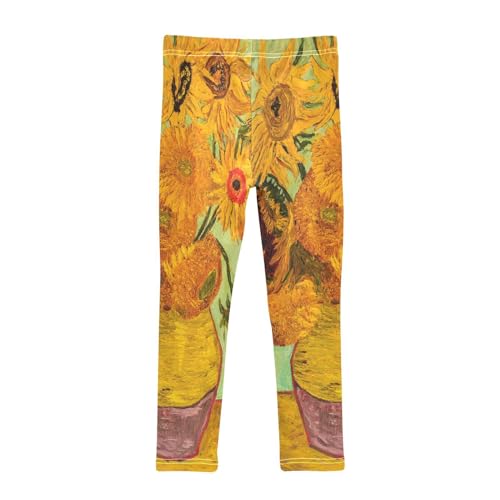 ALAZA Sunflower Print Girls' Leggings Ankle Length Toddler Kids Basic Full Length Tights Yoga Pants2