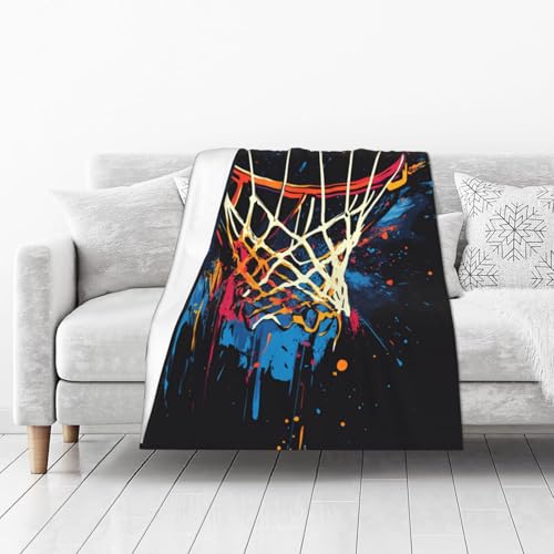 Cafemira Basketball Basket Graffiti,Soft Flannel Blankets,All Seasons Fleece Throw,Lightweight,Suitable for Camping,Bed,Sofa,Home Rest,Office nap,Sporting Events,for boy,50x40 Inch