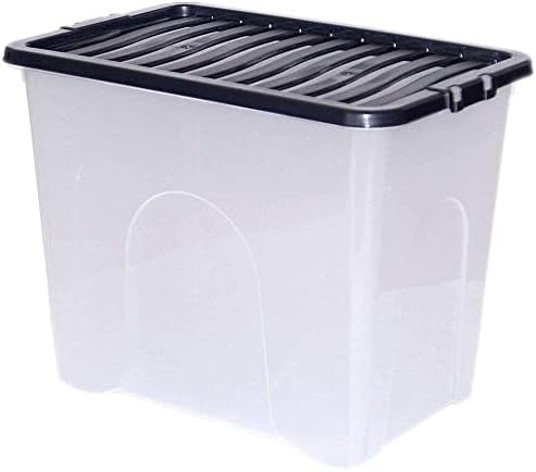 CrazyGadget® 80L 80 Litre Extra Large Big Plastic Storage Clear Box Strong Stackable Container - Made In U.K. (1)