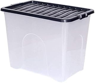 CrazyGadget® 80L 80 Litre Extra Large Big Plastic Storage Clear Box Strong Stackable Container - Made In U.K. (1)