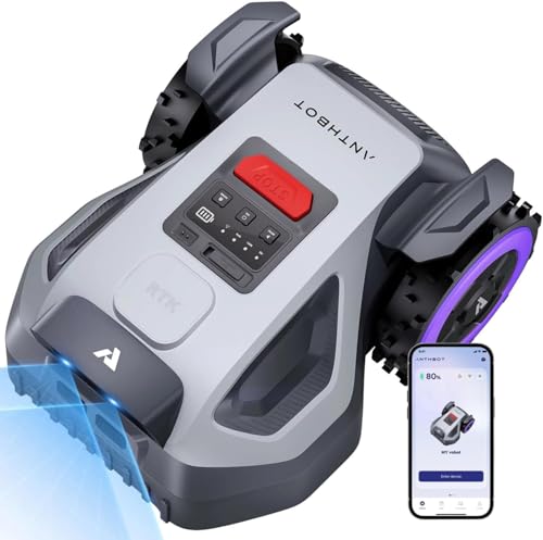 ANTHBOT M5 Robot Lawn Mower,RTK+NRTK Navigation Perimeter Wire Free 1/4 Acre, Vision Obstacle Avoidance Robotic Lawnmower with Automatic Mapping Zone Division, 45% Slope, App Control