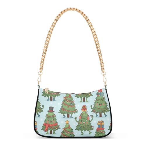 Sac à bandoulière tendance motif Noël bleu clair petit format femme