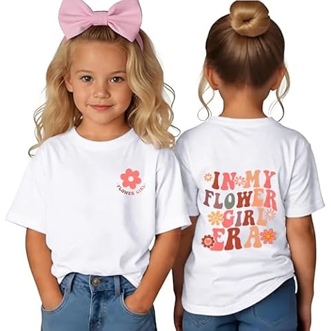 in My Flower Girl Era Toddler Shirt Baby Girls Wedding T-Shirt Top Letter Short Sleeve Bridal Party Tees White-1 4T Cover