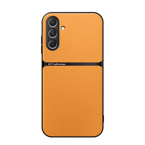 Kepuch Case Compatible for Samsung Galaxy A56 - Litchi Grain Magnetic Holder Built-in Metal Plate Cover Bumper - Yellow