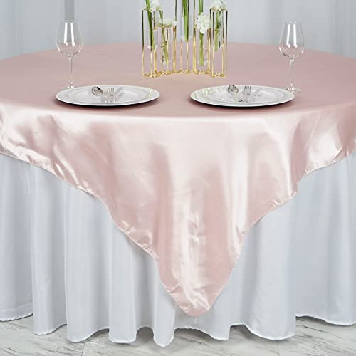 Efavormart 5Pcs 72" Satin Square Tablecloth Overlay For Wedding Catering Party Table Decorations Blush Square Tablecloth Cover #TOP18