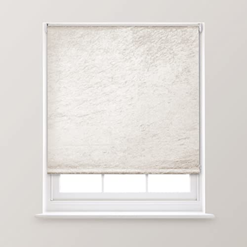 A.Unique Home Premium Trimmable Thermal Crushed Velvet Roller Window Blind in a Variety of Colours and Sizes Ideal for any Room - 2FT - Pearl - 60cm (W) x 170cm (L) | 23.6" (W) x 66.9" (L)