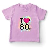 lepni.me T-Shirt pour Enfants J'adore Les années 80, vêtements de Groupe Old School, Rock and Roll (5-6 Ans Rose Multicolore)