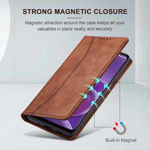 Image of Jasonyu Case for Nokia G42 Leather Wallet Flip Cover with Card Holder,Kickstand, Magnetic Closure,TPU Shockproof Phone Case Compatible with Nokia G42 (Brown)